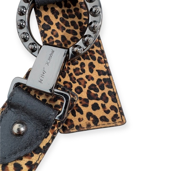 Betsey Johnson Vintage Leopard Print Leather Belt | Y2K Era